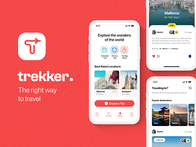 Trekker Travel - UI/UX app branding ios logo logo design mobile mobile app social media travel traveling ui ui design ux ux design vector