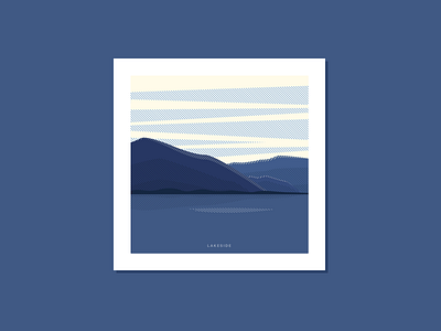 湖边景色 illustration lakeside mountain