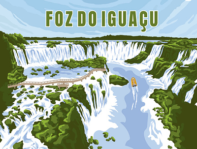 Waterfall animals branding cachoeira design forest foz do iguaçu férias graphic design illustration jungle matas product design south america vacation water waterfall
