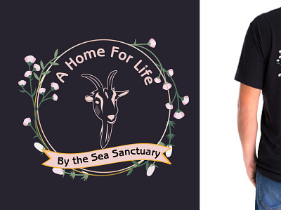A Home for life | Goat outline T-shirt | Circle Flower