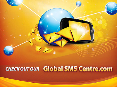 Poster Global SMS Centre earth global mobile network poster print sms