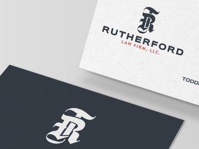 Rutherford Business Card business card identity law firm logo