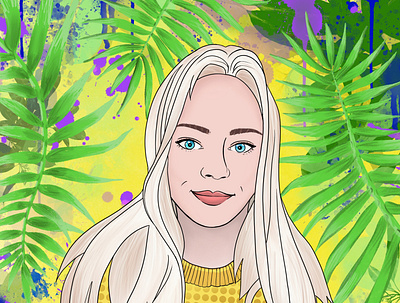 Portait blonde blondie blue eyes digital portrait girl portrait procreate