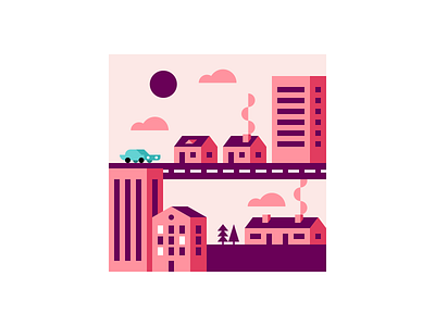 Pink Neighbourhood flat graphic design illustration minimal town vector