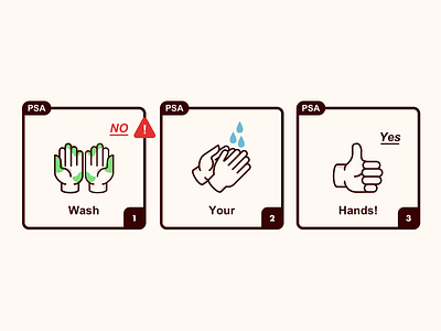 PSA coronoa design hands icons illustration infographic outline vector