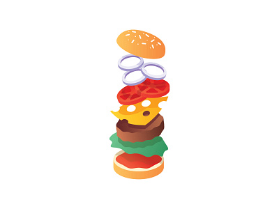 Hamburger burger cheese falling fast food floating food gradient hamburger illustration shadows simple vector