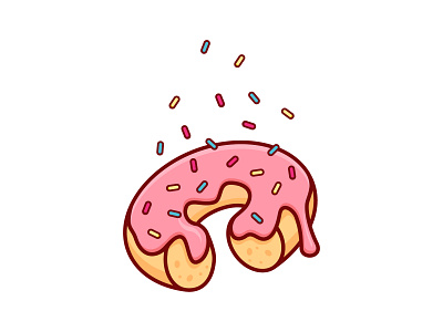 Donut donut doughnut food frosting glazed illustration outline simple sprinkles vector