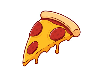 Pizza slice cheese fastfood food icon illustration outline pepperoni pizza pizza slice simple vector