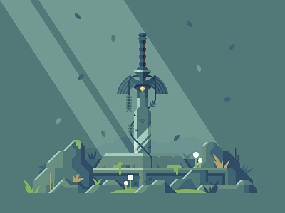 Relic - The Master Sword - The Legend of Zelda botw breath of the wild illustration legend of zelda link master sword nature nintendo sword vector video games zelda