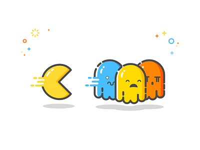 Waka Waka cute ghost illustration monster pacman vector