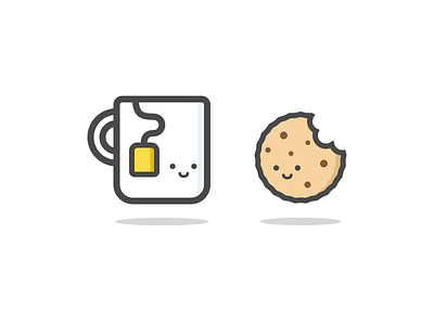 Tea & Cookie biscuit cookie drink food illustration outline tea vector