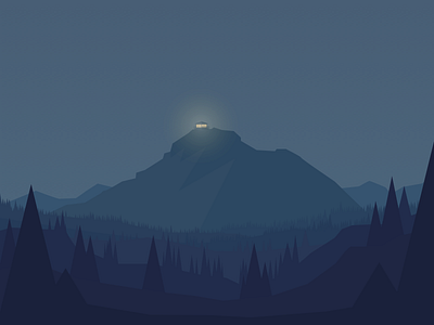 Thorofare Lookout dark firewatch forrest illustration landscape mountain night