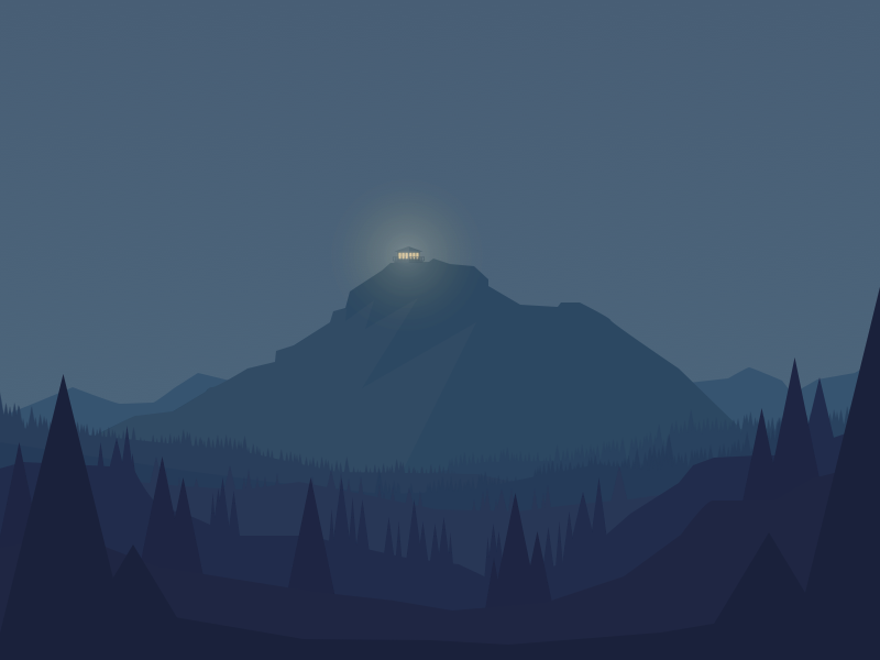 Thorofare Lookout dark forrest mountain illustration firewatch landscape night