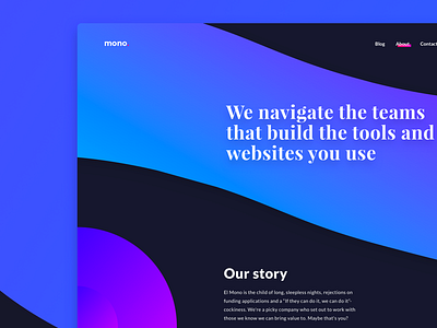El Mono - About Page about colorful display gradient shapes web