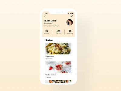 UI Challenge | User Profile app appdesign application dailyuichallenge food food app ios phone profile page recipe recipe app simple ui uidesign uiux userprofile ux uxdesign