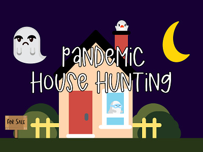 Why Are All The Cute Affordable Houses for 55+? adorable cute design ghost ghosts graphicdesign halloween house household illustration pandemic sale simple