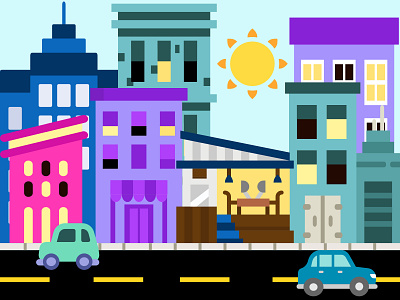 A Sunny City apartments city city illustration cute design graphicdesign illustration metropolis simple sunny