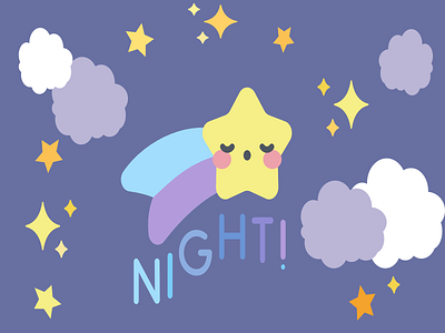 Good Night! adorable cloud cute cute illustration design graphicdesign illustration night simple sky