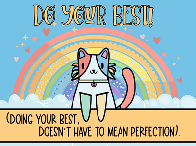 Crafty Rainbow Cat Advice adorable cat crafty cute cute animal design graphicdesign mentalhealth rainbow
