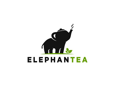 ElephanTea art branding design flat icon illustration illustrator logo minimal vector