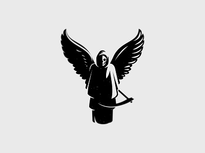 Death logo angel art branding death design illustration logo minimal scythe skeleton skull vector wings