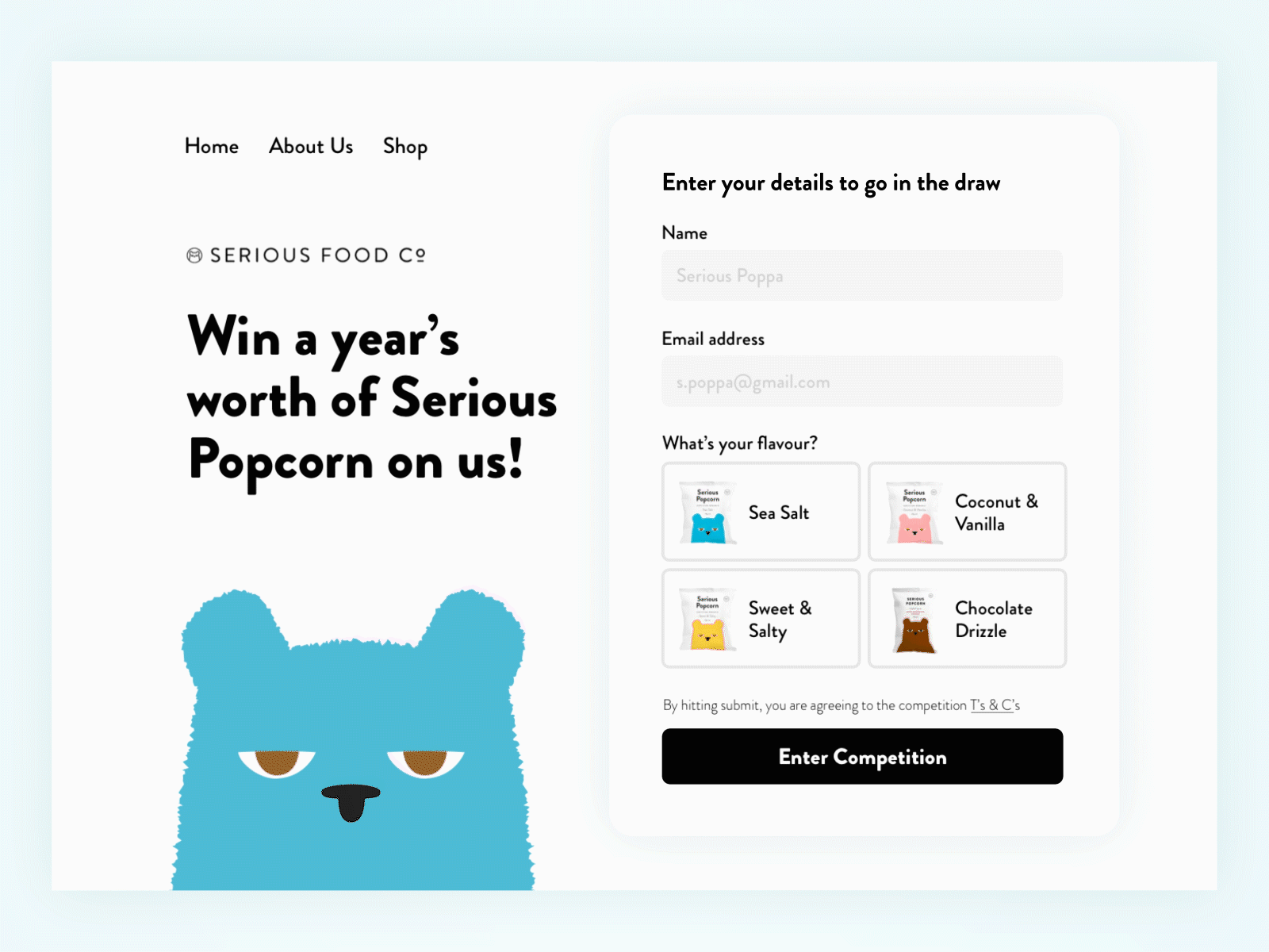 Serious Popcorn Co. Competition Landing Page