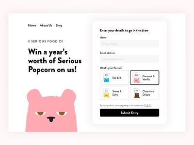 Serious Popcorn Co. Competition Landing Page