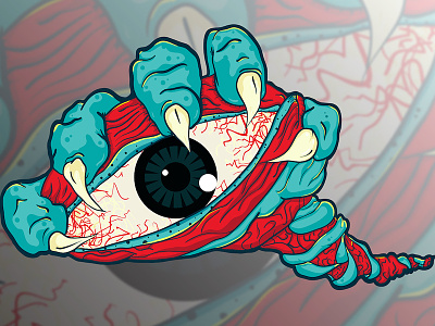 Grabeye ball claws eye hand illustration iris pupil wacom zombie