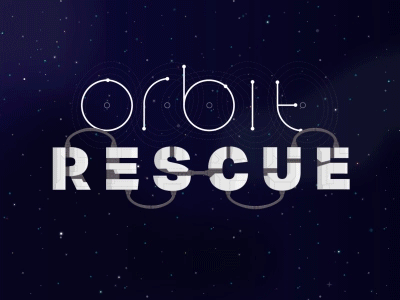 Orbit Rescue astronaut game hover illustration kids menu motion parallax space stars type typography