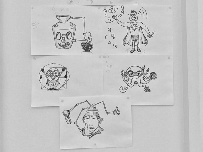 Character Sketches cartoons characters illustration pen ucg workshop