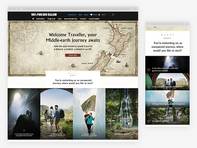 Middle Earth Travel campaign hobbit lotr middle earth new zealand nz responsive rings ui ux