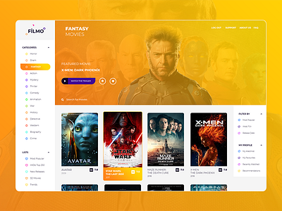 Filmo - Movie Web UI movie theme movie ui ui ux web design