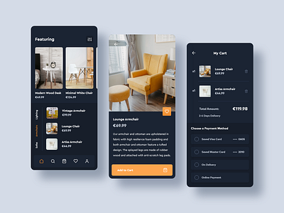 Exclusive Furniture Store Concept App app concept app design app ui app ux clean furniture furniture store mobile app mobile ui ui uiux