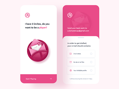 2 Dribbble Invites & Mobile App Concept