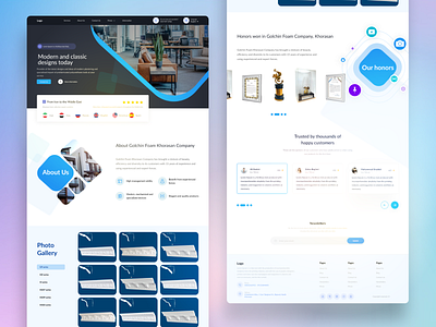 Golchin Foam Khorasan Company Landing page design graphic design landing page ui ux