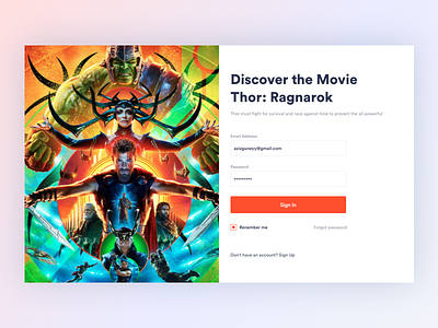 Sign Up Card for Movies card discover in log movie sign up