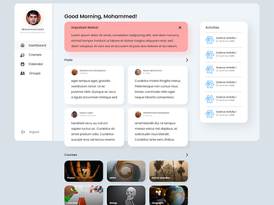 eLearning Dashboard adobe xd adobexd dashboard dashboard ui design education education website educational elearning elearning courses flat learn learning learning management system learning platform minimal ui ux vector website