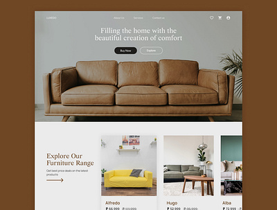 Luxedo- Furniture Web Design branding concept dailyui furniture industrialdesign minimal