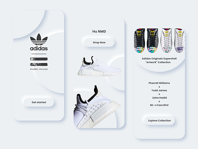 Adidas x Pharrell soft UI app