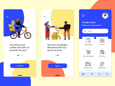 Errand service mobile app design 3dillustration adobe adobexd appdesign creativecloud dailyui dailyuiux illustration landing page design mobile app mobileappdesign uidesign uiuxdesign userexperiencedesign userinterfacedesign uxdesign