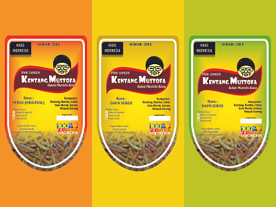 Design of Sticker Kentang Mustofa (Snack) packaging design product design snack snack packaging design sticker