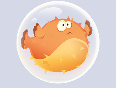 Puff Fish Illustration 2d art 2d character animation fish game character graphic design icon illustration vector