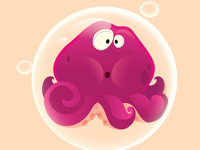 Octopus in a Bubble 2d art 2d character animation game character graphic design icon illustration octopus vector