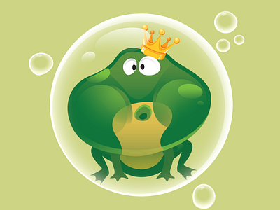 Frog in a Bubble 2d art 2d character animation bubble flat frog frog logo game character graphic design icon illustration vector