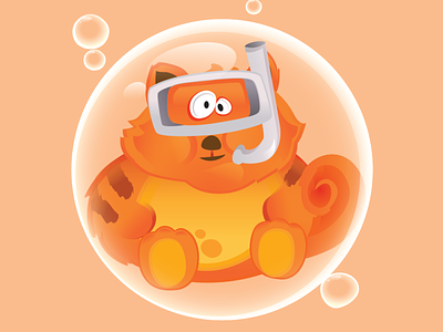 Ginger Cat in a Bubble 2d art 2d character animation bubble cat character concept design game character graphic design icon illustration vector