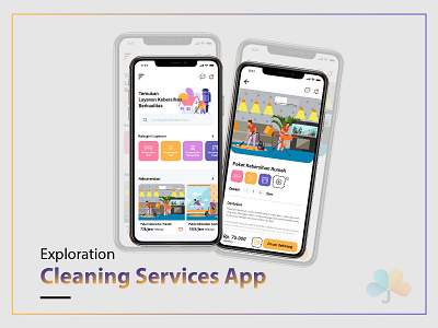UI Cleaning Services App app art clean clean ui cleaning service design flat illustration indonesia minimal ui ux