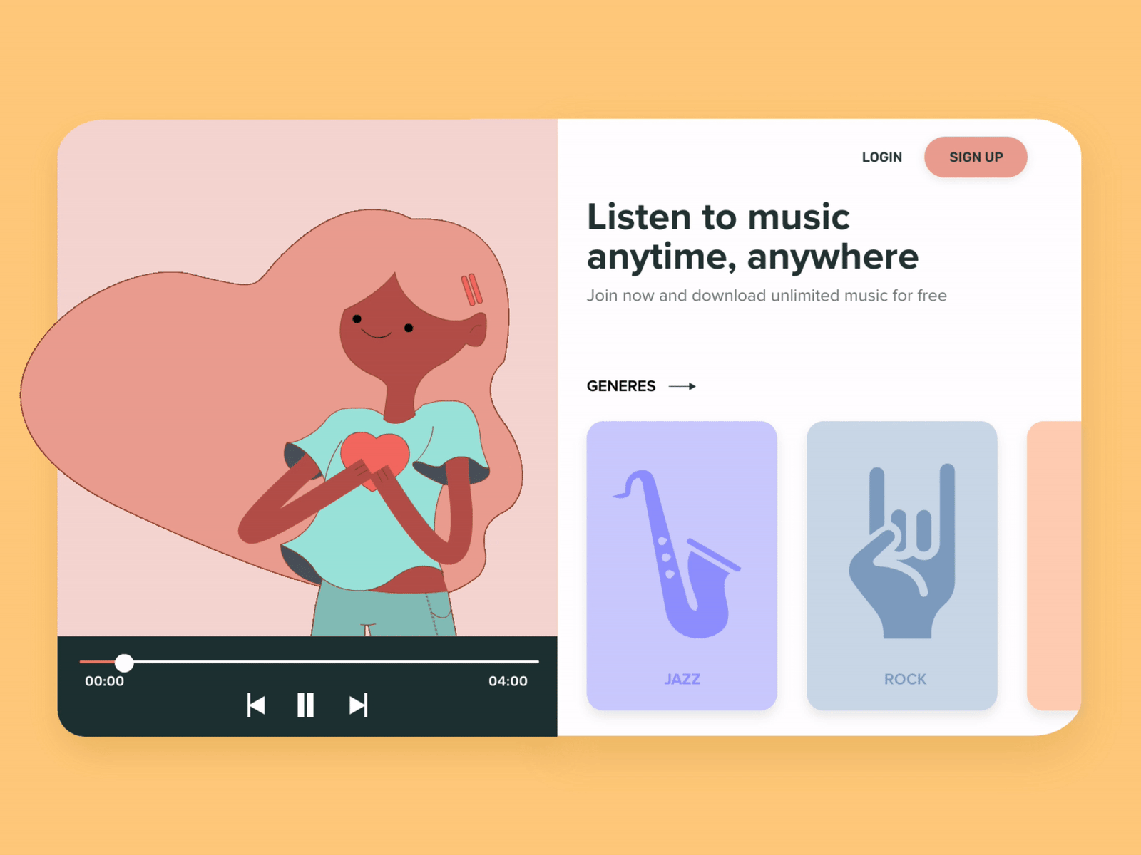 Music App Concept illustration light music music app ui ui ui animation ux web web app web site