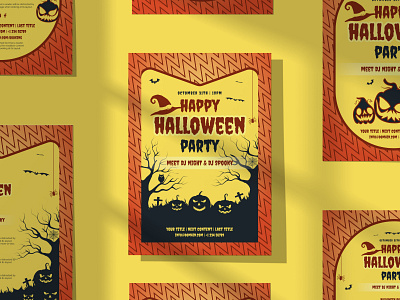 Halloween Party Flyer Templates 🎃 a4 ads advertising banner download flyer ha halloween illustration illustrations invitation marketing party print promotion sale spooky templates vector