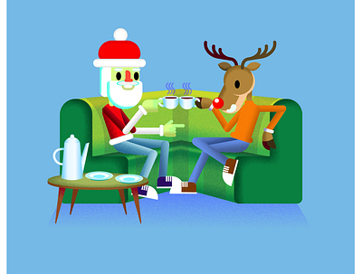 Chill Out Santa and Rudolf christmas flat illustration flatdesign graphic design illstration illustrator rudolf santaclaus vectorart