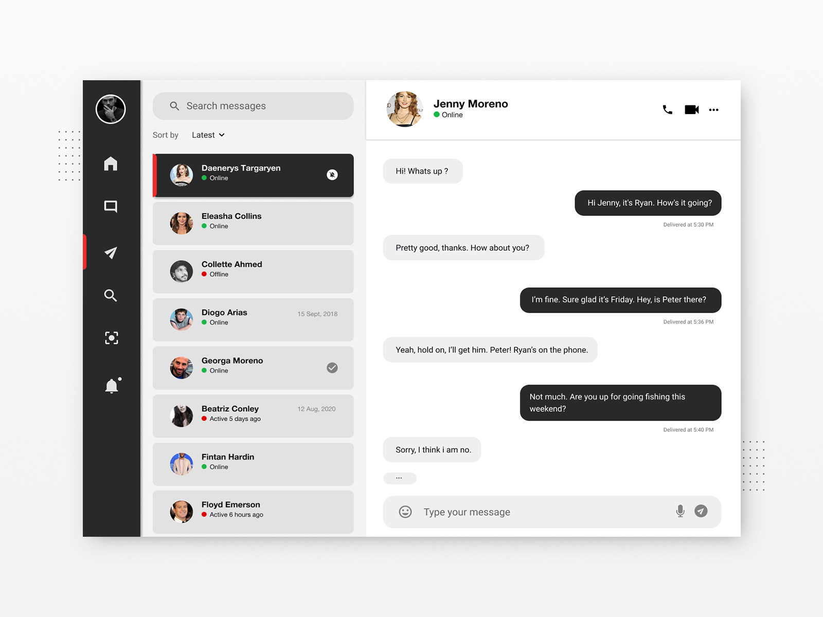 Simple Desktop Messanger UI Design by Umet Ale on Dribbble